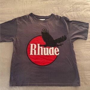 Rhude short Sleeve Logo Tee in Charcoal with Red Graphic